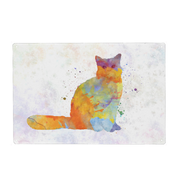 Metall Poster "Van-Turco-Katze im Aquarell" artboxONE - Tiere,Abstrakt