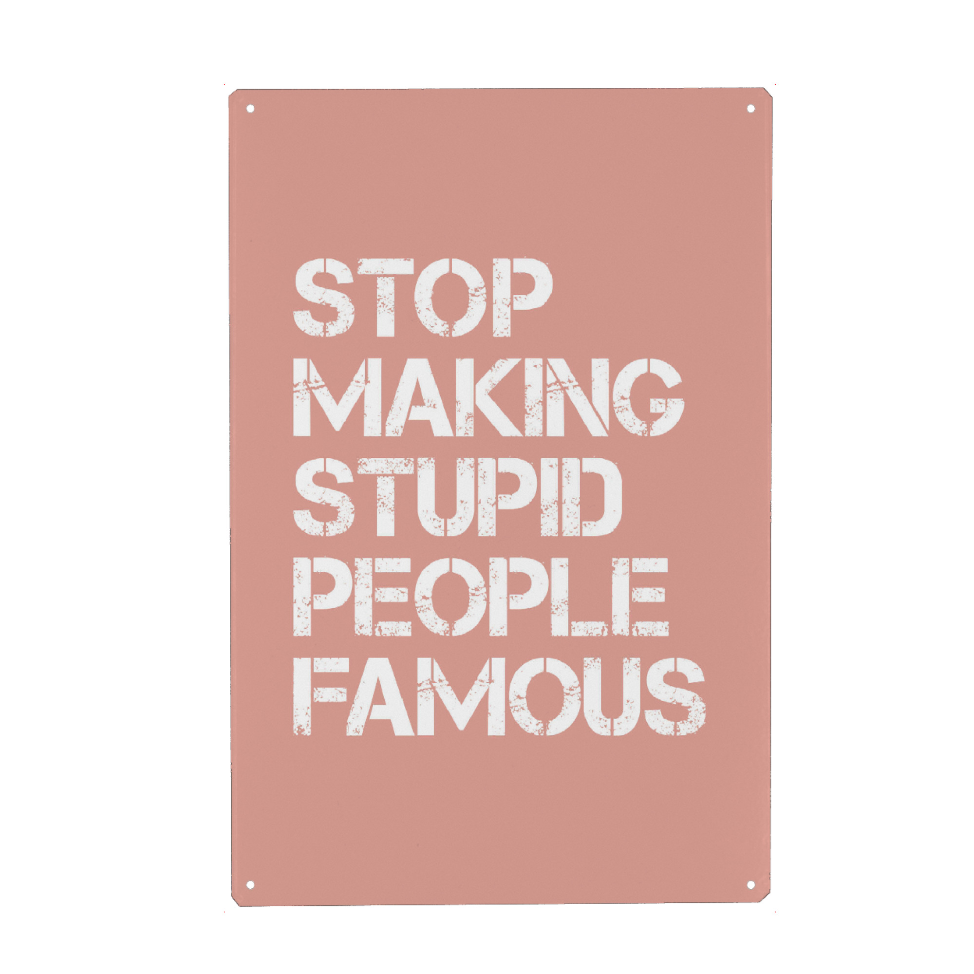 Metall Poster "Stupid & Famous, Serie Rosa" artboxONE - Typografie,Menschen,Streetart,Lustig
