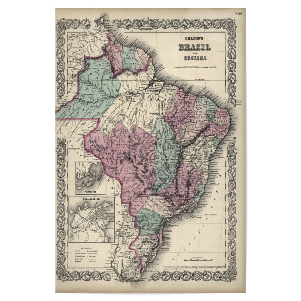 Poster "Karte von Coltons Brasilien" artboxONE - Kartografie