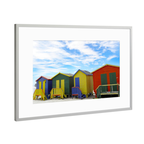 Poster mit Rahmen Silber "Muizenberg Strand in Südafrika" artboxONE - Reise,Reise / Strand und Meer,Reise / Afrika,Reise / Länder