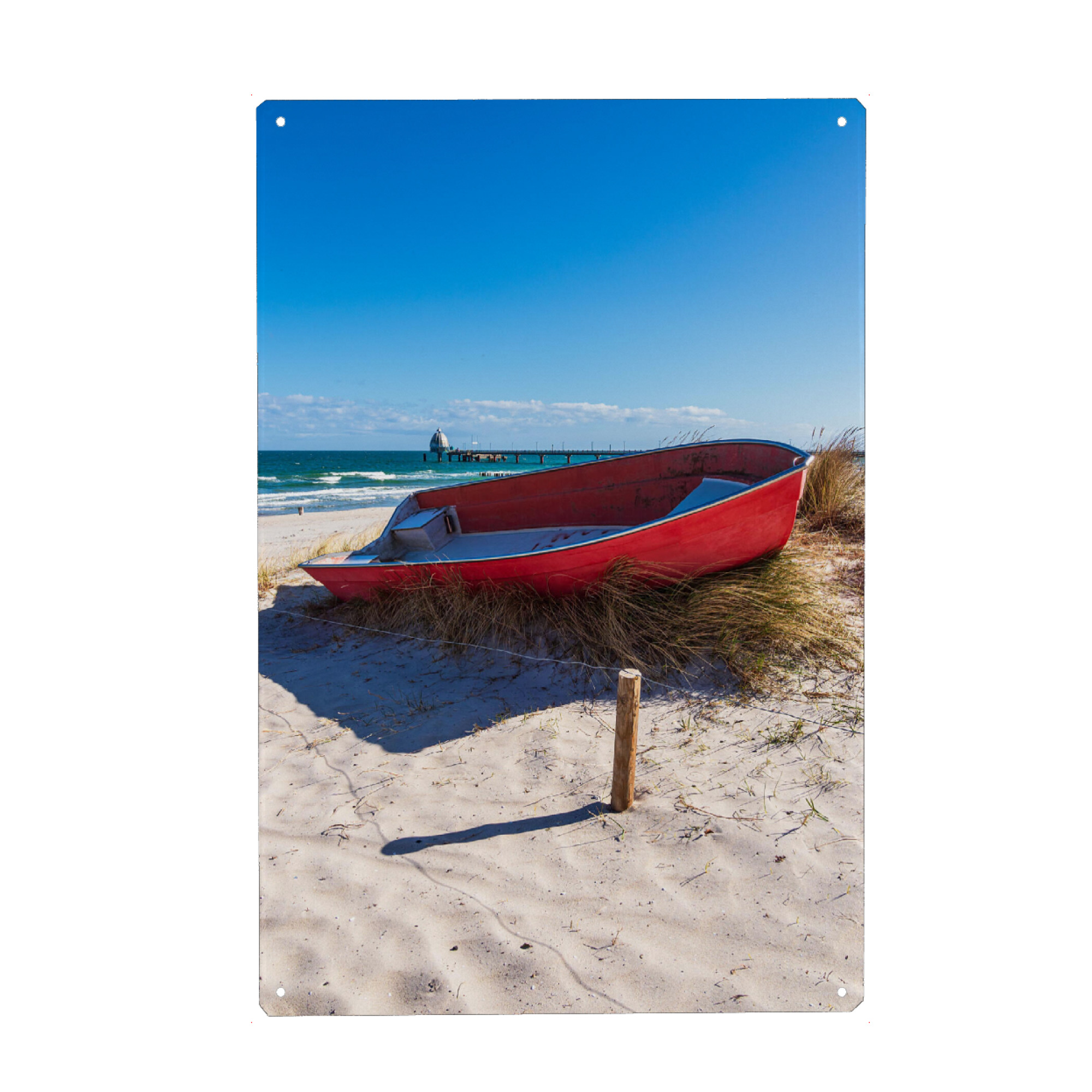 Holzbild "Düne, Boot und Tauchglocke" artboxONE - Natur,Reise,Architektur,Reise / Strand und Meer