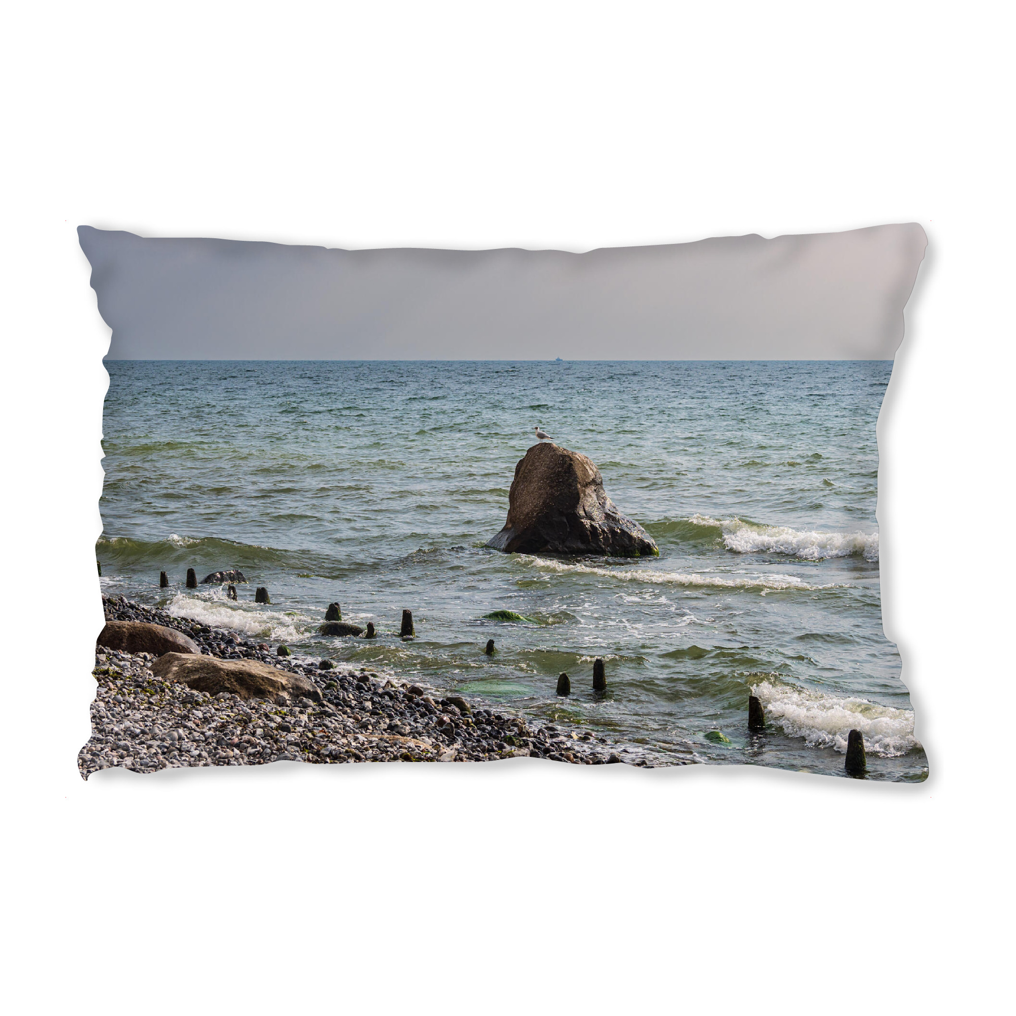 Design-Kissen "Buhne, Findling, Ostsee" artboxONE - Natur,Reise,Reise / Strand und Meer