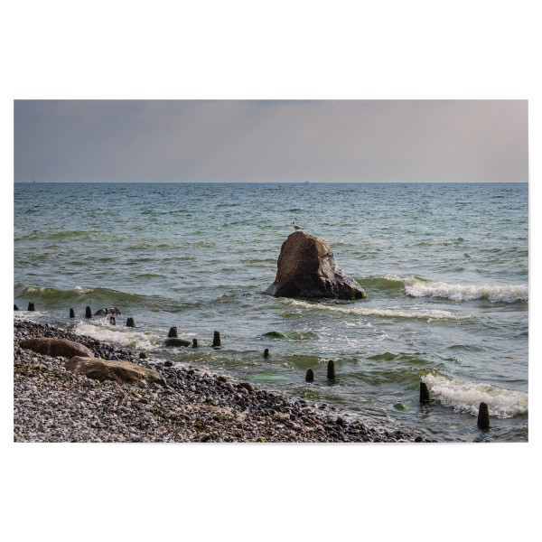 Poster "Buhne, Findling, Ostsee" artboxONE - Natur,Reise,Reise / Strand und Meer