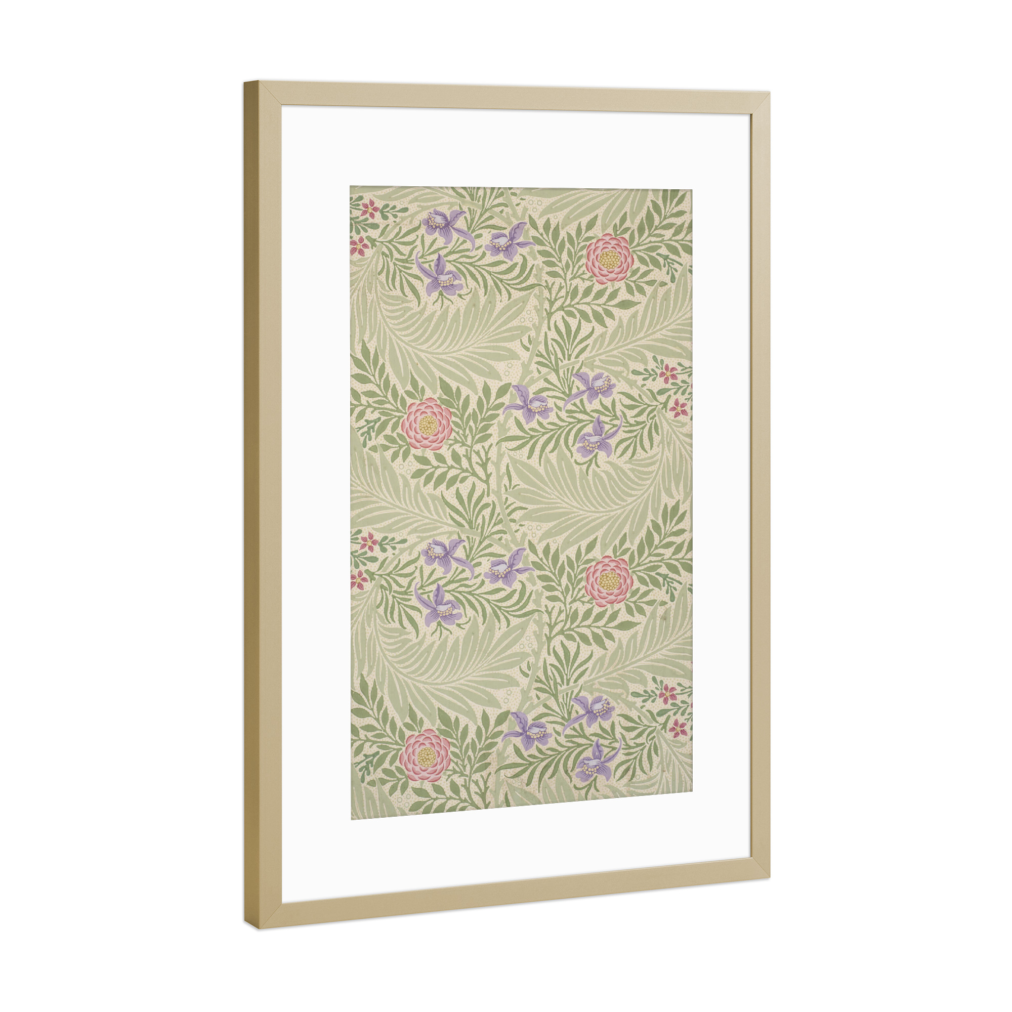 Poster mit Rahmen Gold "Rittersporn" artboxONE - Natur,Floral,Abstrakt - William morris,Rittersporn,Natur,Pflanzen,Floral,Bunt,Kunst,Malerei,Abstrakt