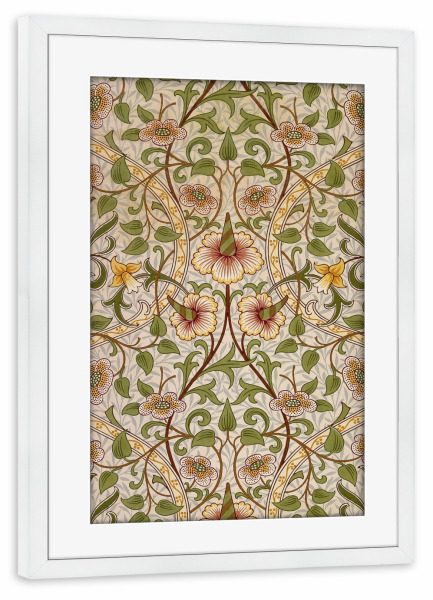 Poster mit Rahmen weiß "Blumenmuster" artboxONE - Natur,Floral,Abstrakt - William morris,Kunst,Malerei,Blumen,Floral,Natur,Abstrakt