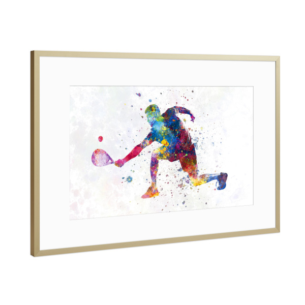 Poster mit Rahmen Gold "Aquarell-Paddelspieler-b" artboxONE - Abstrakt,Sport