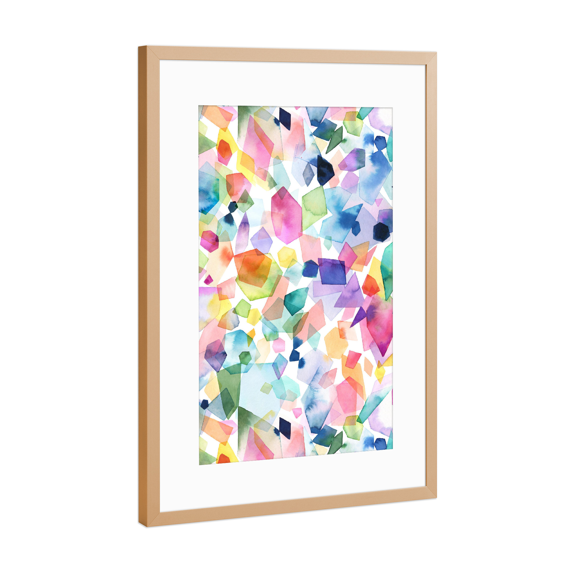 Poster mit Rahmen Kupfer "Bunte aquarell kristall edelsteine" artboxONE - Abstrakt,Geometrie,Für Mama