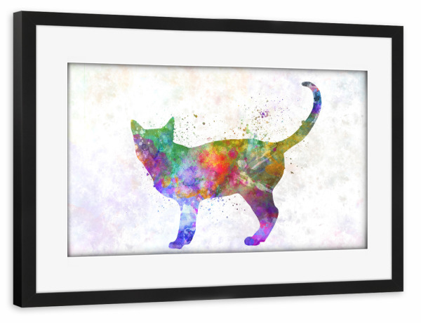Poster mit Rahmen schwarz "Singapura-Katze im Aquarell" artboxONE - Tiere,Abstrakt