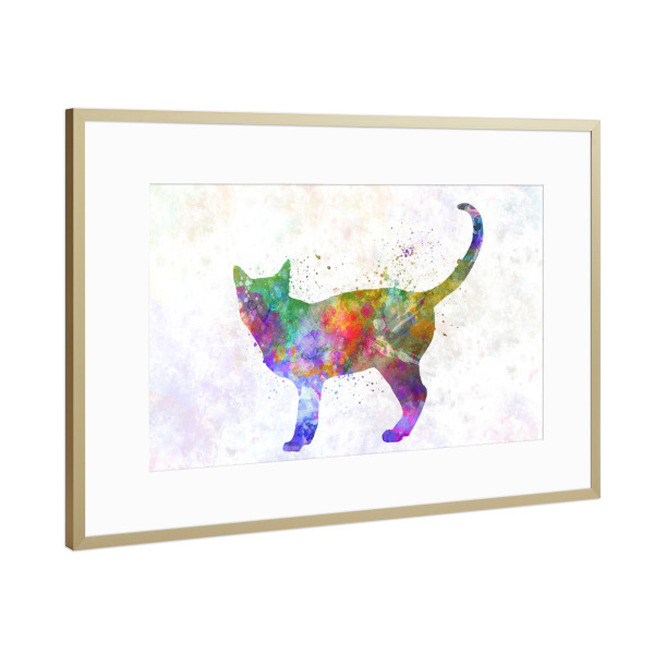 Poster mit Rahmen Gold "Singapura-Katze im Aquarell" artboxONE - Tiere,Abstrakt