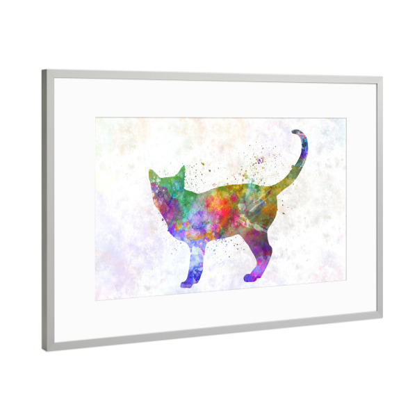 Poster mit Rahmen Silber "Singapura-Katze im Aquarell" artboxONE - Tiere,Abstrakt