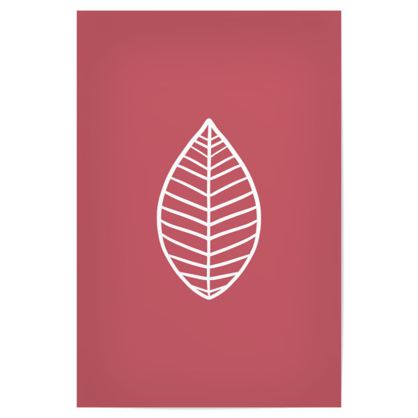 Poster "Blatt auf Pastell Wein Rot" artboxONE - Natur,Floral,Abstrakt,Geometrie