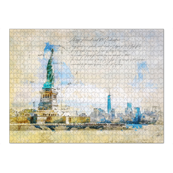 Puzzle Ravensburger "Liberty Island und Manhattan" artboxONE - Städte / New York,Architektur,Reise / Länder
