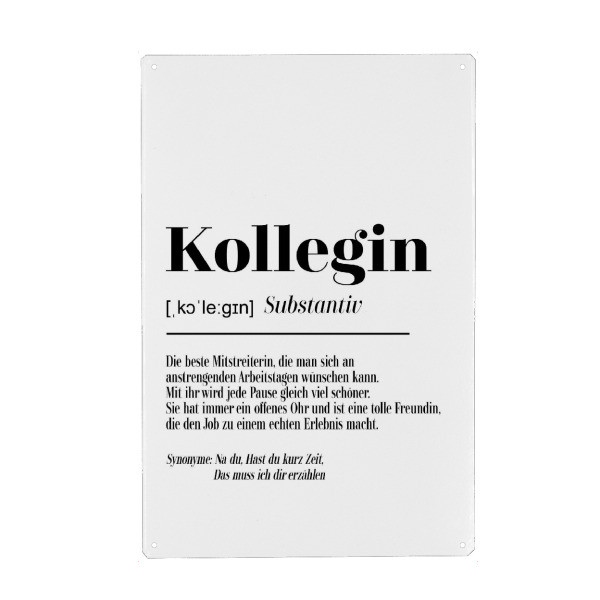 Holzbild "Kollegin - Definition sw" artboxONE - Typografie,Schwarzweiß,Lustig