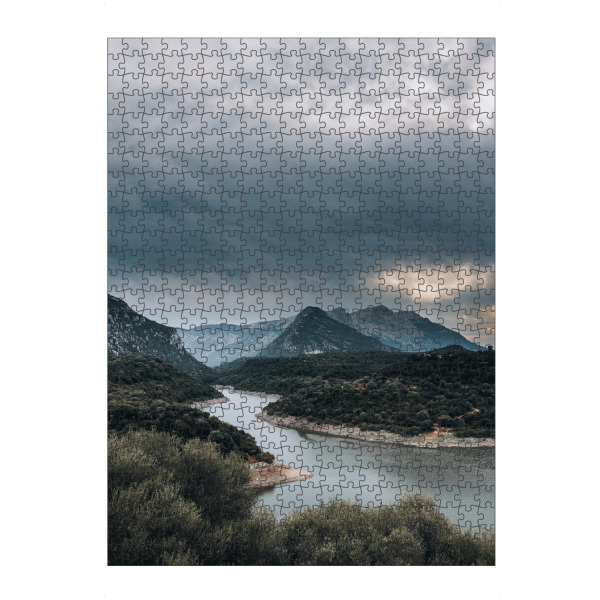 Puzzle Ravensburger "Along the River" artboxONE - Natur,Reise,Reise / Länder - Reise,Landschaft,Berge,Fluss,Landscape,Mystic,Mystisch,Wolken,Nature