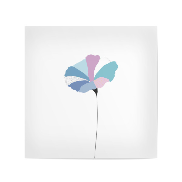 Poster 20x20 cm "Mohnblume bunt/blau" artboxONE - Floral,Abstrakt - Mohnblume,Colourful,Fineline,Abstrakt,Abstract,Illustration,Flower,Blume,Kinder