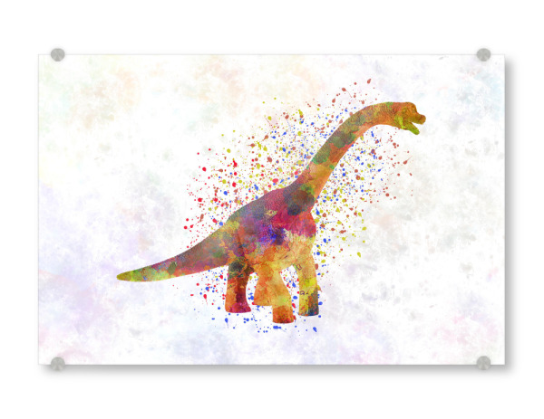 Acrylglasbild "Brachiosaurus im Aquarell" artboxONE - Tiere,Abstrakt - Dinosaurier,Prähistorisch,Aquarell,Bunt,Haustier,Wild,Kindisch,Tier,Antike,Dino