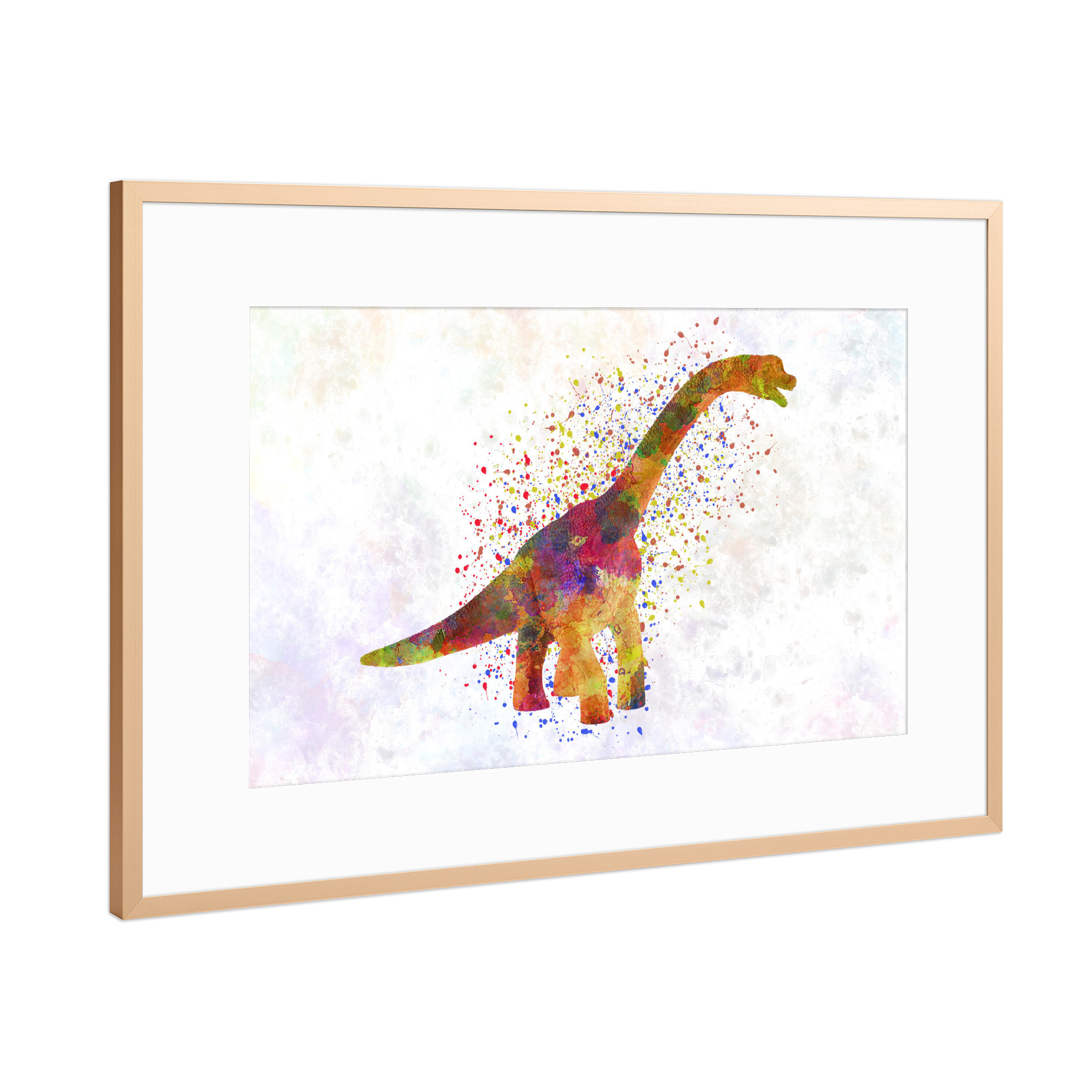 Poster mit Rahmen Kupfer "Brachiosaurus im Aquarell" artboxONE - Tiere,Abstrakt