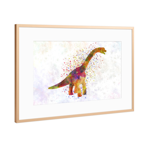 Poster mit Rahmen Kupfer "Brachiosaurus im Aquarell" artboxONE - Tiere,Abstrakt