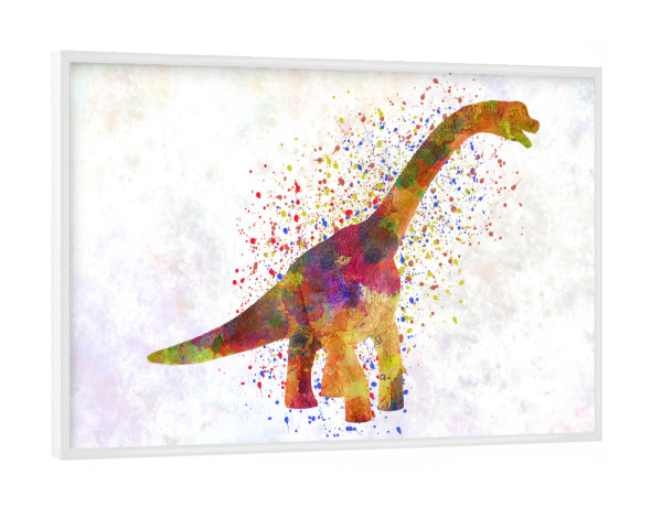 Poster mit weißem Rahmen "Brachiosaurus im Aquarell" artboxONE - Tiere,Abstrakt