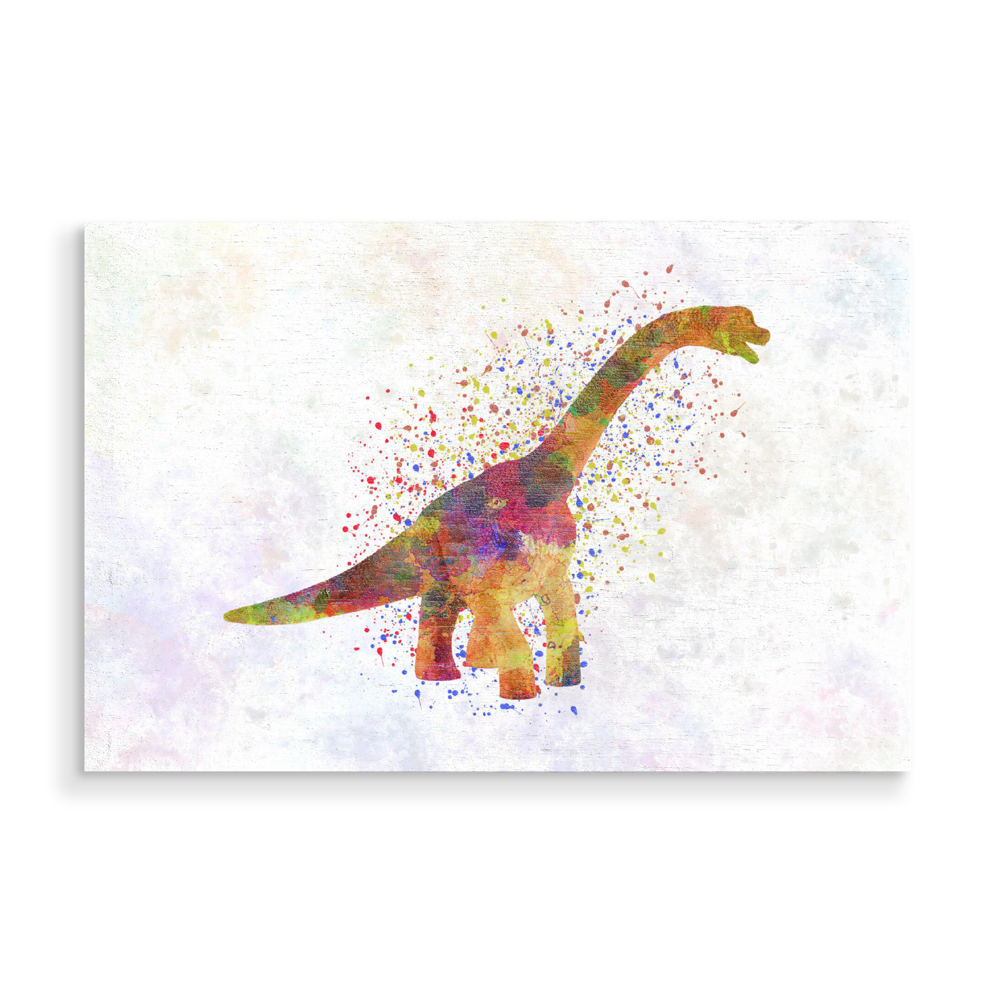 Holzbild "Brachiosaurus im Aquarell" artboxONE - Tiere,Abstrakt - Dinosaurier,Prähistorisch,Aquarell,Bunt,Haustier,Wild,Kindisch,Tier,Antike,Dino