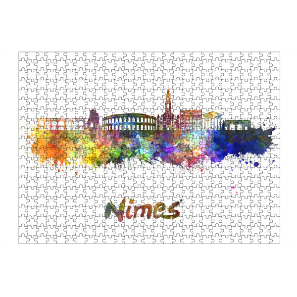 artboxONE Puzzle "NIMES-Skyline in Aquarell" artboxONE - Städte,Abstrakt,Architektur - Skyline,Denkmäler,Tourismus,Farbe,Stadt,Reise,Aquarell,Nimes