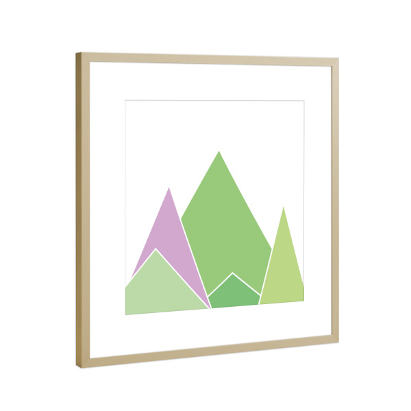 Poster mit Rahmen Gold "Abstrakte Berge grün" artboxONE - Abstrakt - Abstrakt,Abstract,Illustration,Green,Grün,Mointain,Berg,Berge