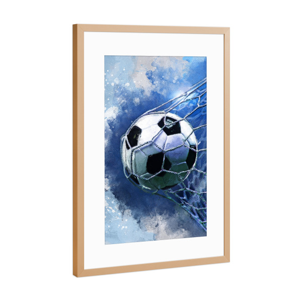 Poster mit Rahmen Kupfer "Ziel Aquarellkunst" artboxONE - Sport,Sport / Fußball - Tor,Ball,Spiel,Gewinnen,Sport,Fußball,Fußball,Spieler,Aquarell