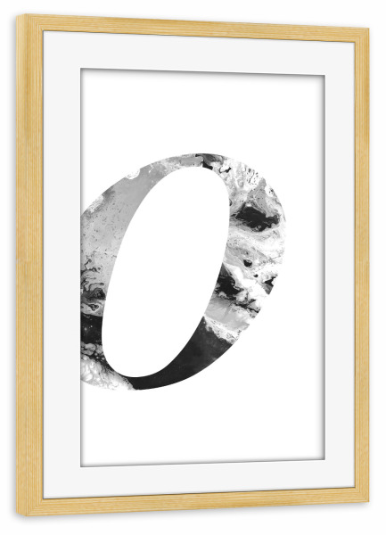 Poster mit Rahmen kiefer "Buchstabe Alphabet O" artboxONE - Typografie,Schwarzweiß,Buchstaben,Buchstaben / O