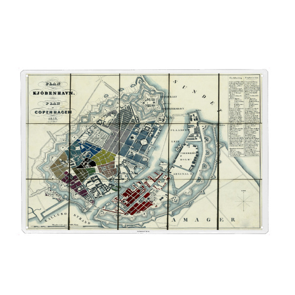 Holzbild "Karte von Kopenhagen-Dänemark" artboxONE - Kartografie