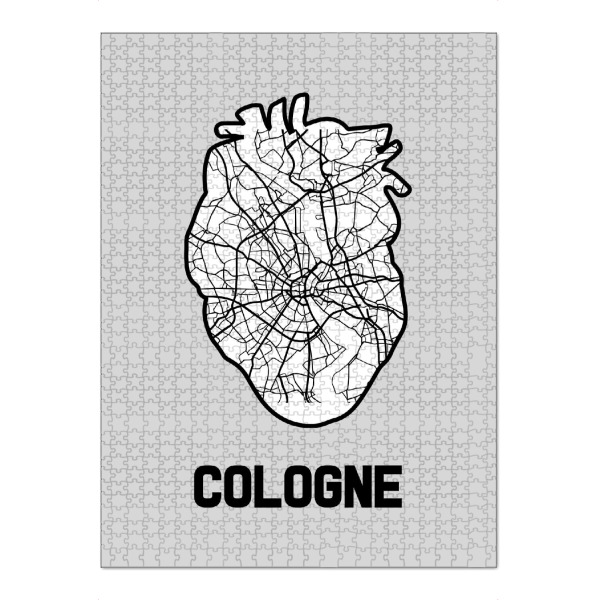 Puzzle Ravensburger "Kölner Herzkarte - weiß" artboxONE - Städte / Köln,Reise,Kartografie