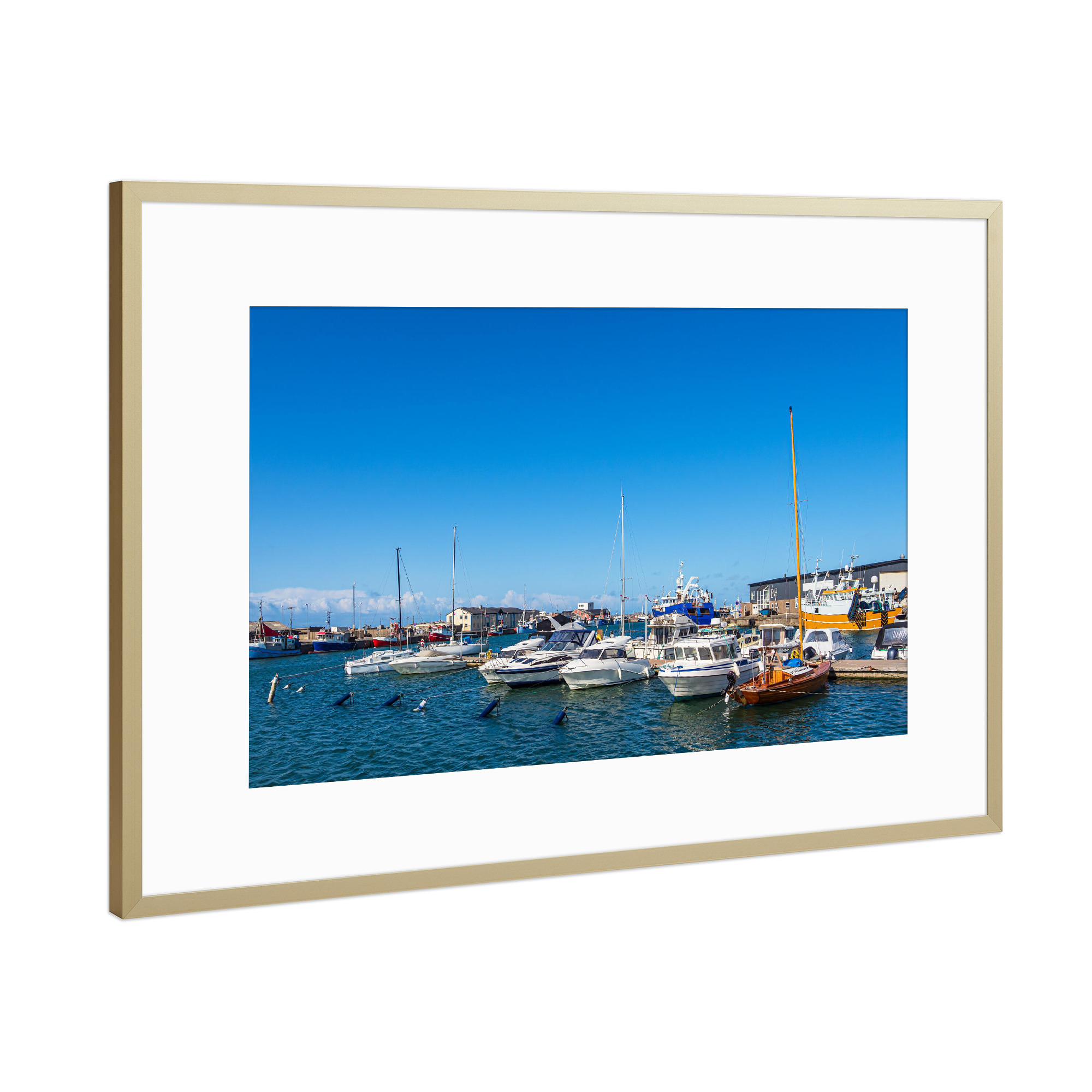 Poster mit Rahmen Gold "Wasser, Boote und Hafen" artboxONE - Natur,Reise,Reise / Strand und Meer,Reise / Länder