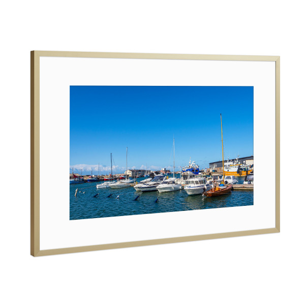 Poster mit Rahmen Gold "Wasser, Boote und Hafen" artboxONE - Natur,Reise,Reise / Strand und Meer,Reise / Länder