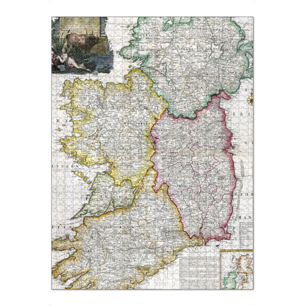 Puzzle Ravensburger "Karte von Irland" artboxONE - Kartografie - Karte,Flach,Jahrgang,Antik,Retro,Alt,Karten,Karte der welt,Illustration,Irland