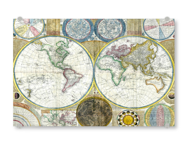 Acrylglasbild "Map of the world" artboxONE - Reise,Kartografie - Karte,Flach,Jahrgang,Antik,Retro,Alt,Karten,Karte der welt,Illustration