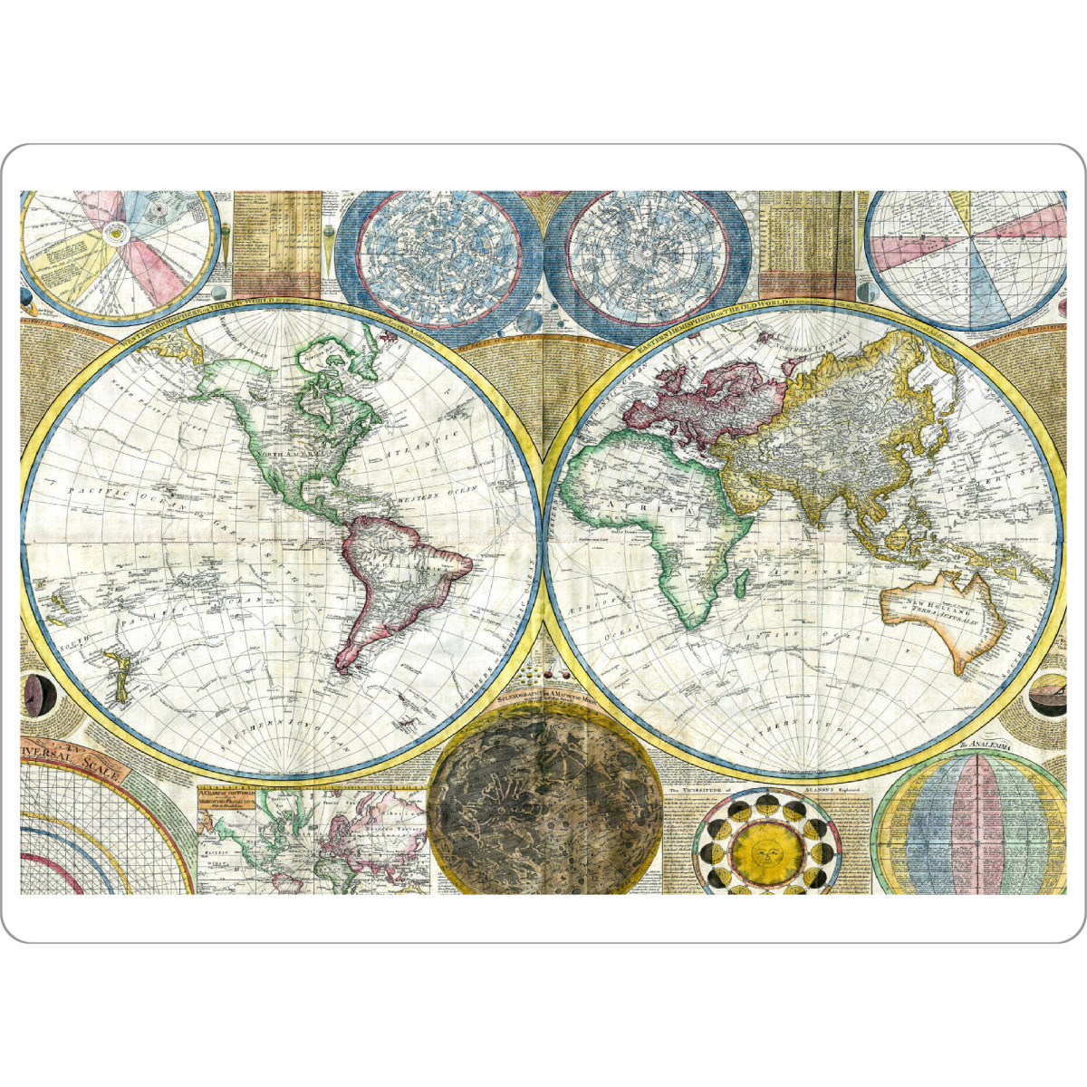 Tischset "Map of the world" artboxONE - Reise,Kartografie - Karte,Flach,Jahrgang,Antik,Retro,Alt,Karten,Karte der welt,Illustration - Bild karte