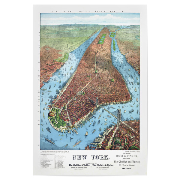 Poster "Alte Karte New York-k" artboxONE - Architektur,Kartografie - Karte,Flach,Jahrgang,Antik,Retro,Alt,Karten,Karte der welt,Illustration,New york