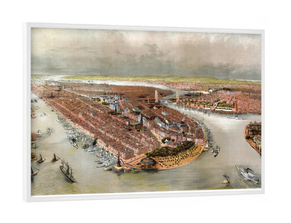 Poster mit weißem Rahmen "Bildliche Karte von New York City" artboxONE - Architektur,Kartografie