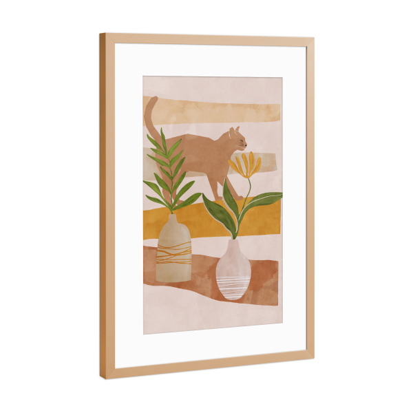 Poster mit Rahmen Kupfer "Abstrakte Katze" artboxONE - Tiere,Abstrakt,Geometrie