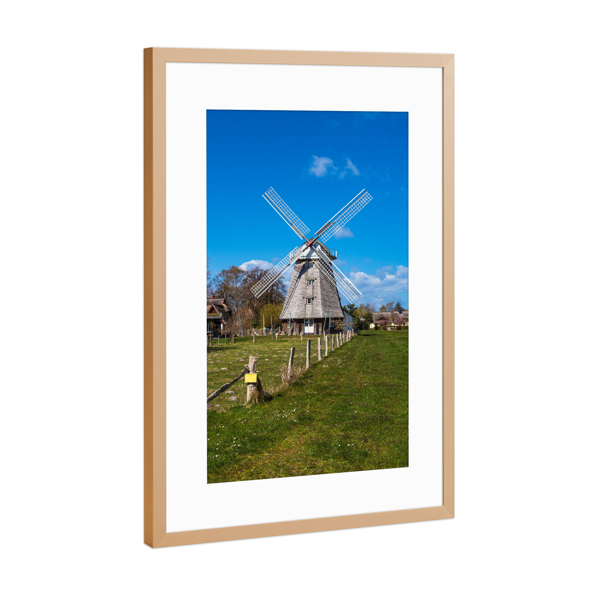 Poster mit Rahmen Kupfer "Wiese, Windmühle, Himmel" artboxONE - Natur,Reise,Architektur