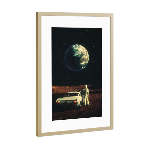 Poster mit Rahmen Gold "Astronaut weit weg von zu Hause" artboxONE - Reise,Menschen,Automobile,Galaxy