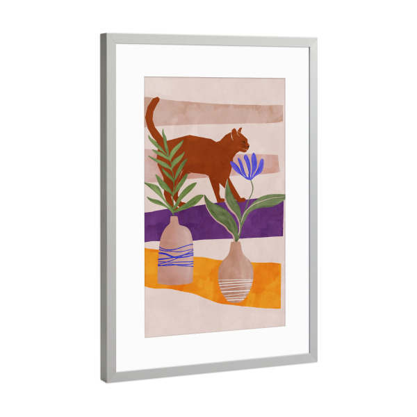 Poster mit Rahmen Silber "Abstrakte bunte Katze" artboxONE - Floral,Tiere,Abstrakt