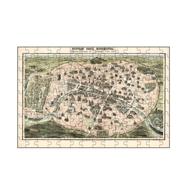 artboxONE Puzzle "Nouveau Paris monumental" artboxONE - Kartografie - Karte,Retro,Jahrgang,Bildlich,Alt,Farbe,Flach,Weltkarte,Reise,Souvenir