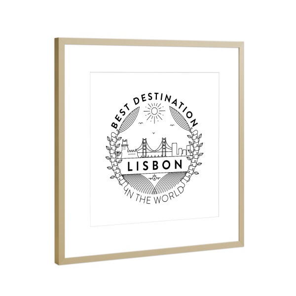 Poster mit Rahmen Gold "Lissabon-Abzeichen" artboxONE - Städte,Reise