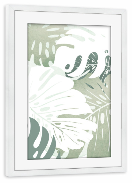 Poster mit Rahmen weiß "Monstera Blätter Abstrakt" artboxONE - Natur,Floral