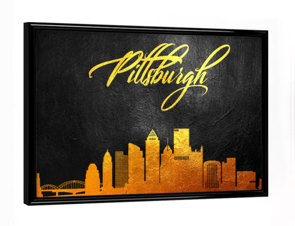 Poster mit schwarzem Rahmen "Pittsburgh Pennsylvania Gold" artboxONE - Städte - Pittsburgh,Pennsylvania,Gold,Skyline,Stadt