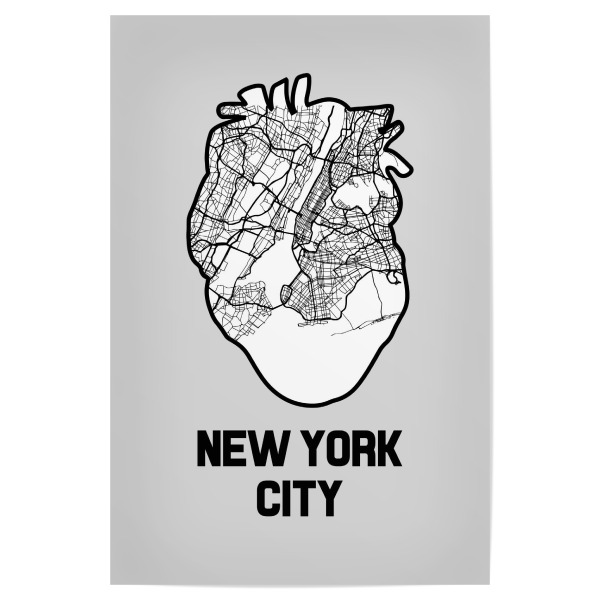 Poster 30x20 cm "Herzkarte von New York City" artboxONE - Städte / New York,Kartografie