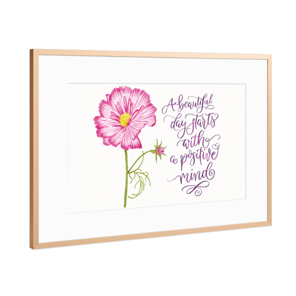 Poster mit Rahmen Kupfer "Frühlingsblume mit Sinnspruch" artboxONE - Typografie,Floral