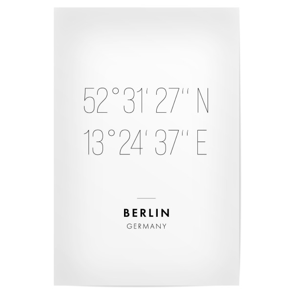 Poster 30x20 cm "Koordinaten Berlin" artboxONE - Städte,Städte / Berlin,Reise,Schwarzweiß,Kartografie