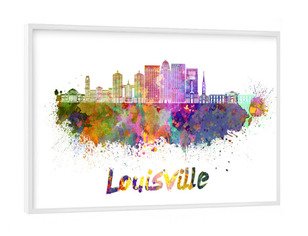 Poster mit weißem Rahmen "LOUISVILLE Skyline in Aquarell-m" artboxONE - Städte,Abstrakt,Architektur