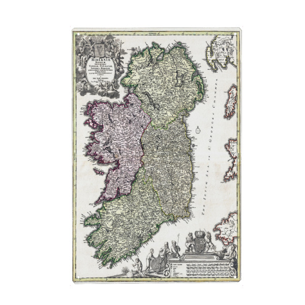 Holzbild "Bildkarte von Irland" artboxONE - Architektur,Kartografie - Karte,Flach,Jahrgang,Antik,Retro,Alte,Karten,Karte der welt,Illustration,Irland